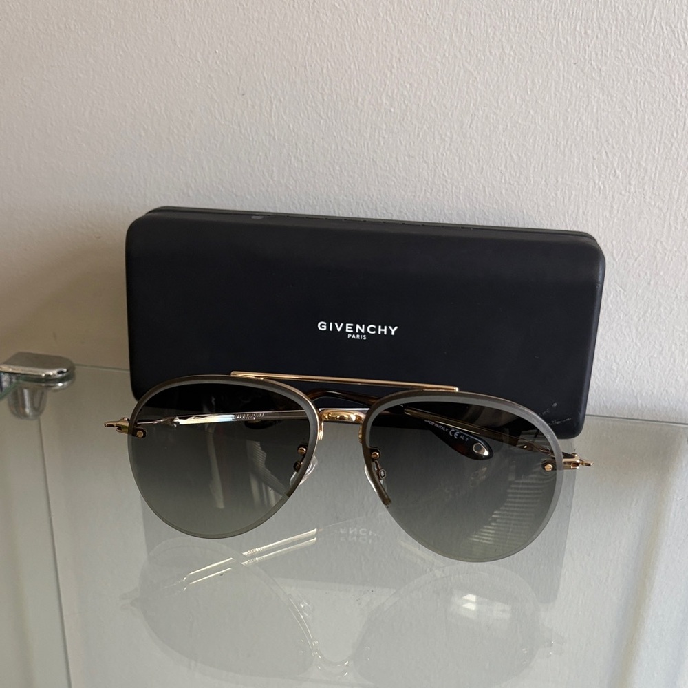Givenchy Gold Frameless Aviator Sunglasses